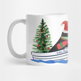 Nautical Preppy Black Lab Aboard The Christmas Salty Dog Mug